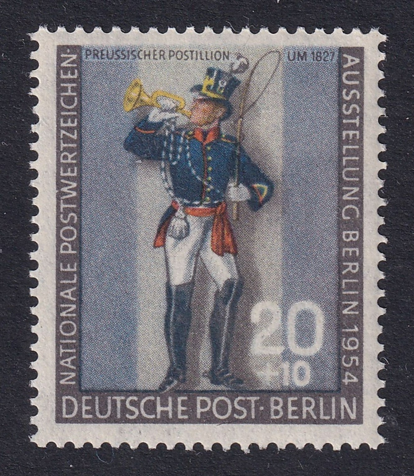 BERLIN 1954 Stamp Exhibition 20pf+10pf Prussian Postilion SG B117 MNH** (CV £22)