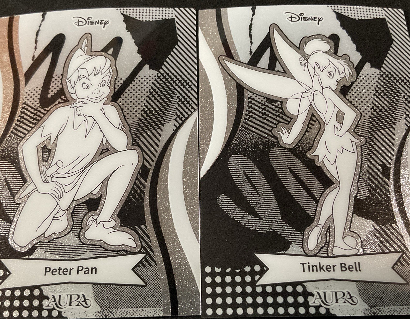 2025 Kakawow Aura Disney Card Lot of  2 Sketch Black  Peter Pan & Tinkerbell