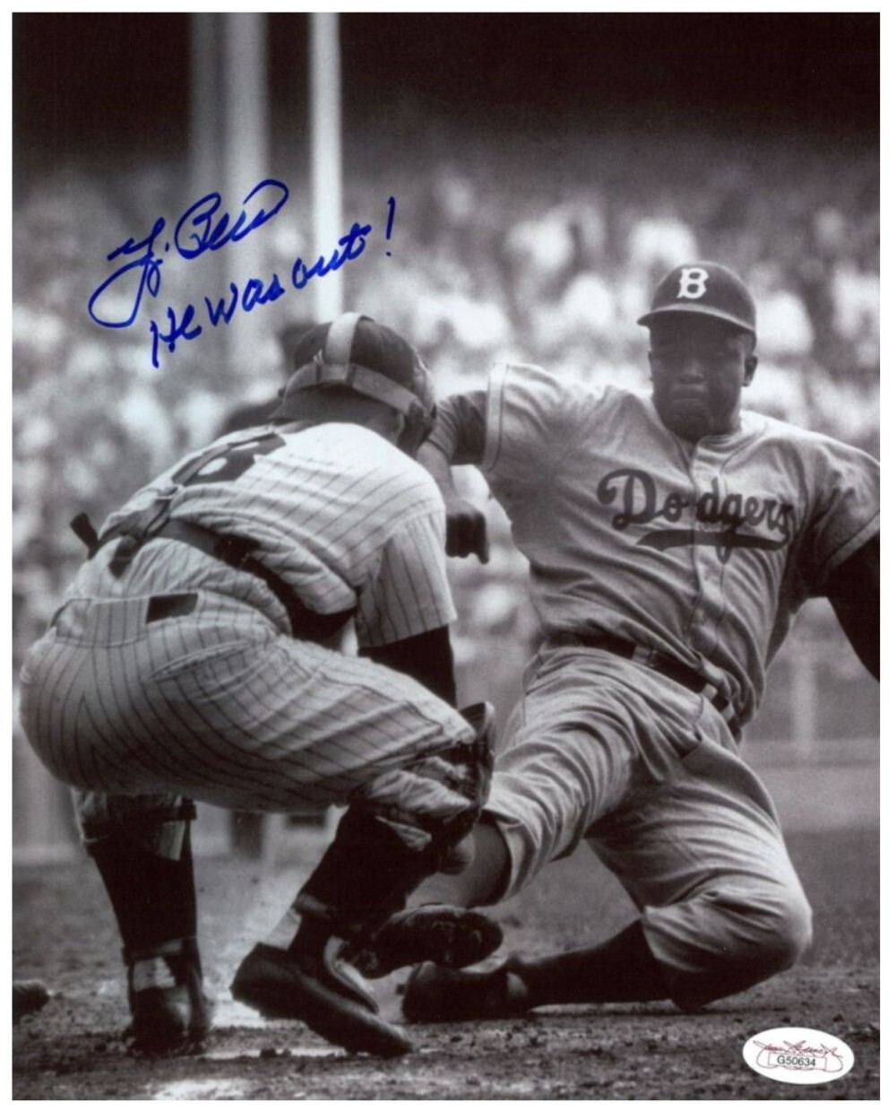 Yogi Berra W/ Jackie Robinson Signed Autographed Vintage 8X10 RP Reprint Photo 