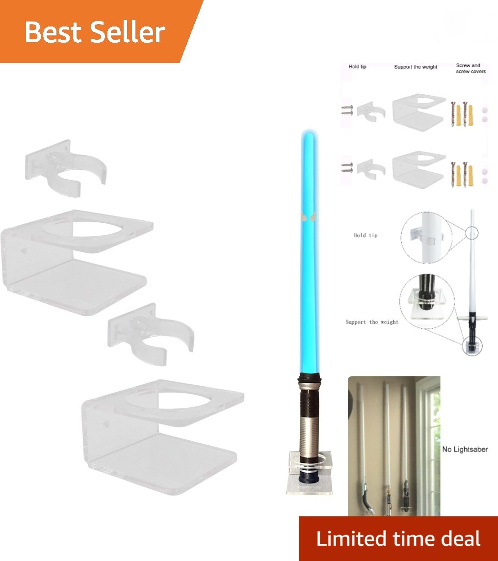 Clear Light Saber Wall Mount Wall Rack Wall Holder - 2 Pack
