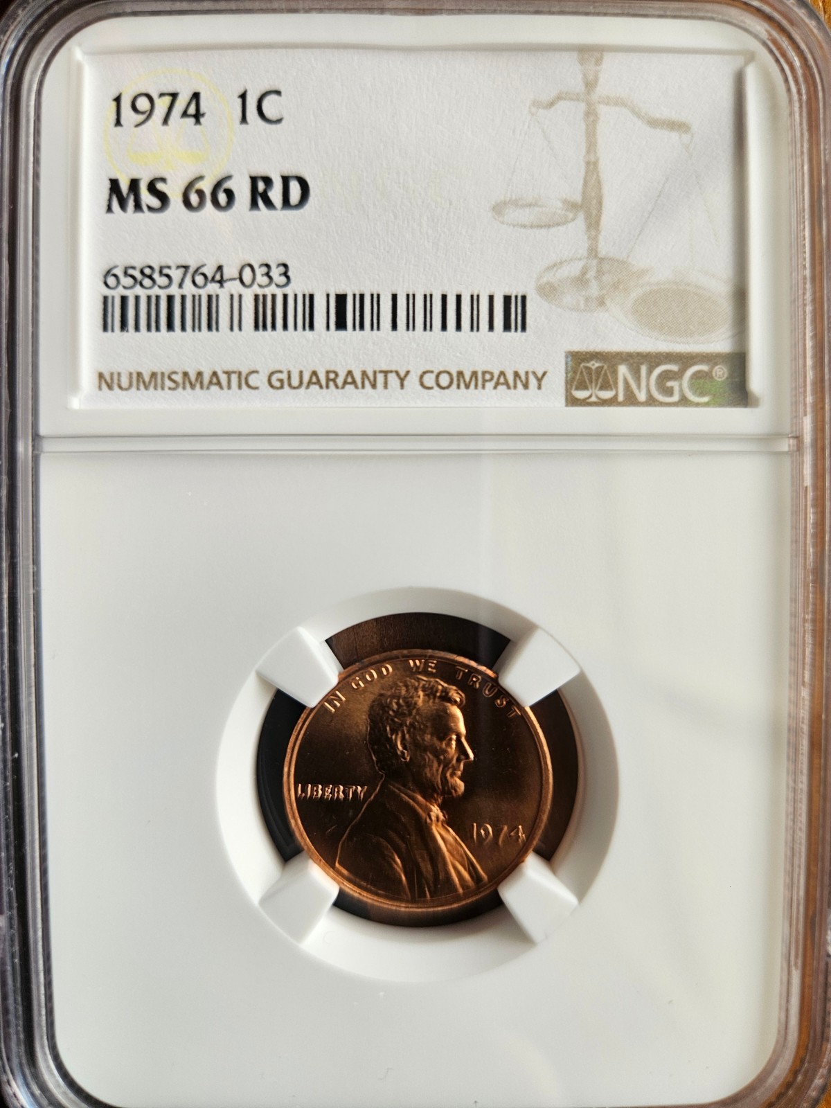 1974 LINCOLN CENT PENNY NGC MS66RD