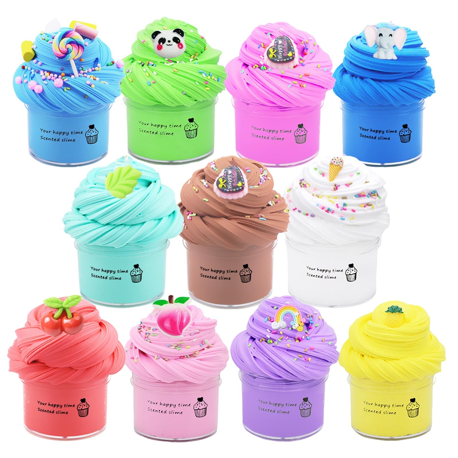 Howlaiwoo 11 Pack Butter Slime Kit,Super Soft & Non-Sticky, 11 Colors 