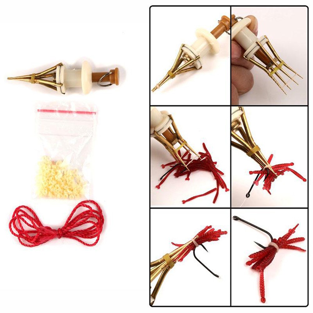  Red Worm Bait Worm Clip Granules Bloodworm Earthworm Clips Fishing Tackle Tools