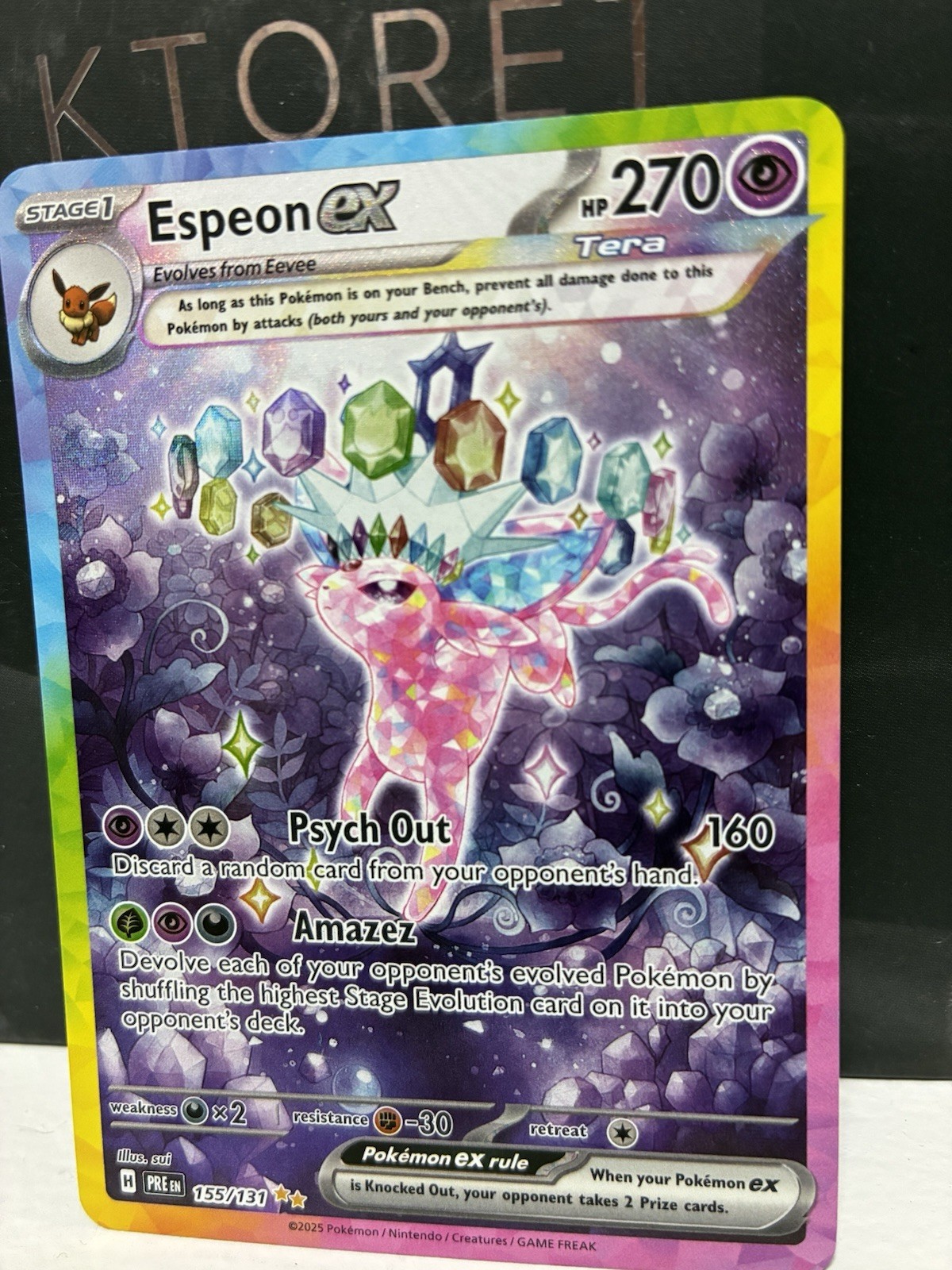 Pokémon TCG Espeon EX Prismatic Evolutions Holo Card 155/131 Near Mint Condition
