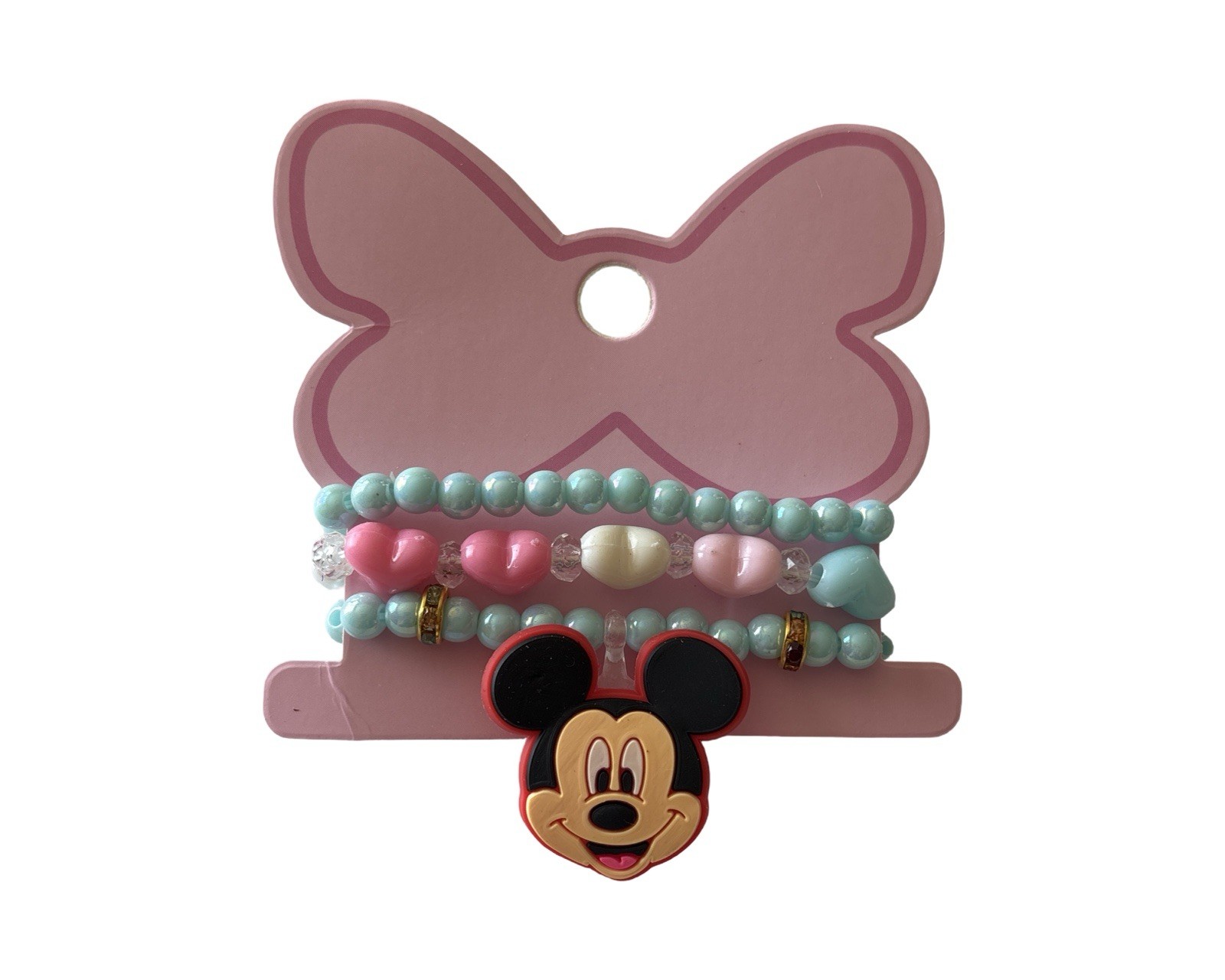 Kids Girls Mickey Mouse Face Red Beaded Bracelet Set3 Strands-Disney Inspired