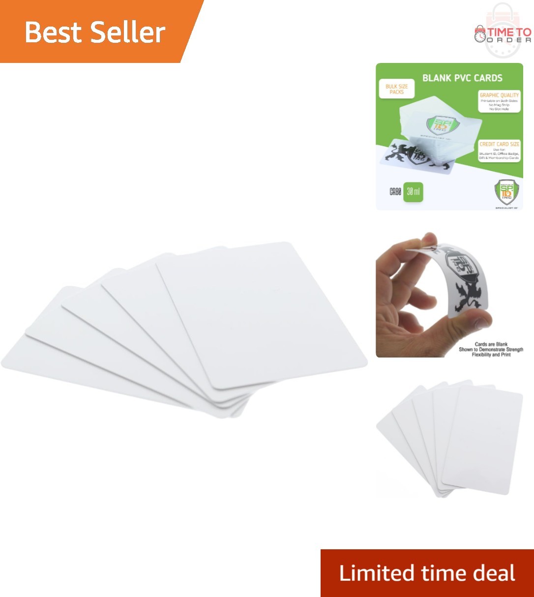 Bulk 100 Pack Plastic PVC Cards for ID Badge Printers 30 Mil White