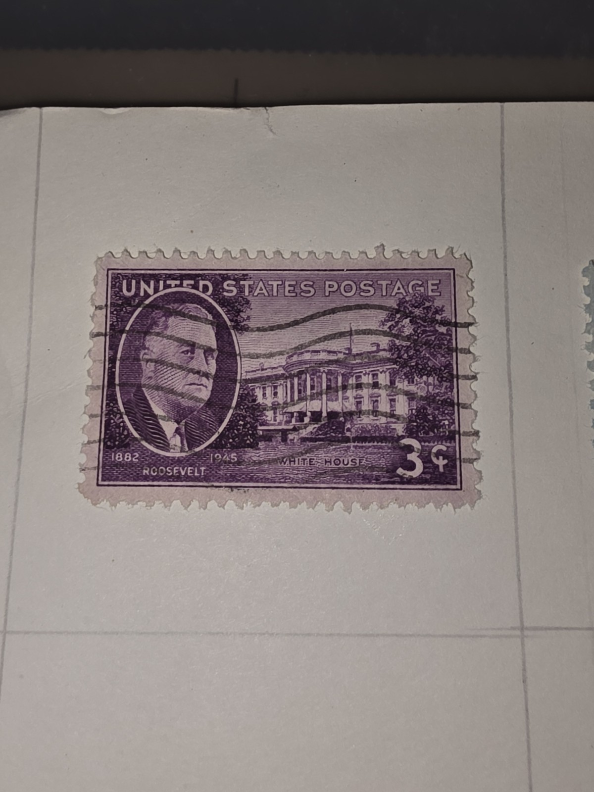 Vintage US Roosevelt 3c Stamp Used - #F1219