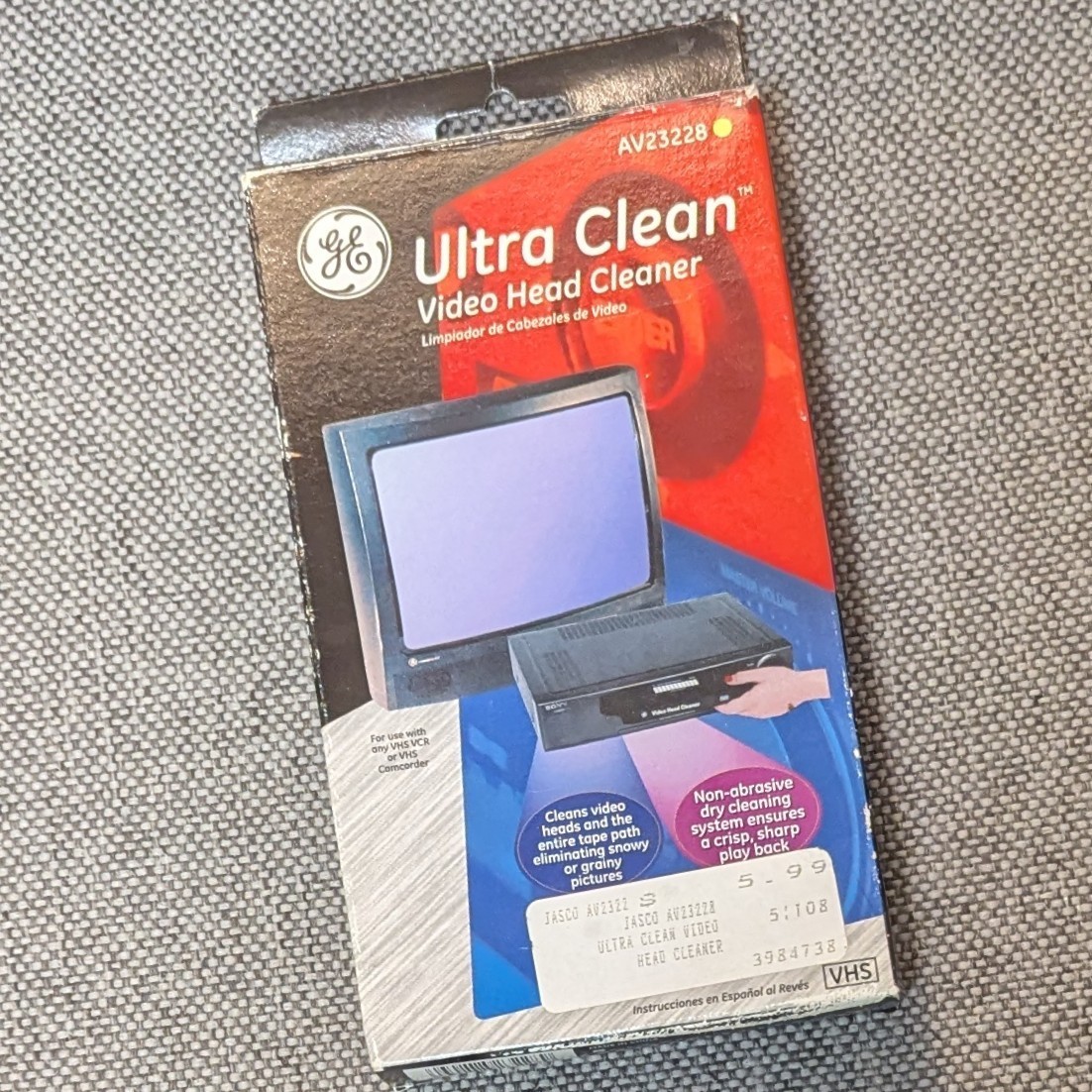 GE VHS Ultra Clean Video Head Cleaner Cleans Entire Tape Path