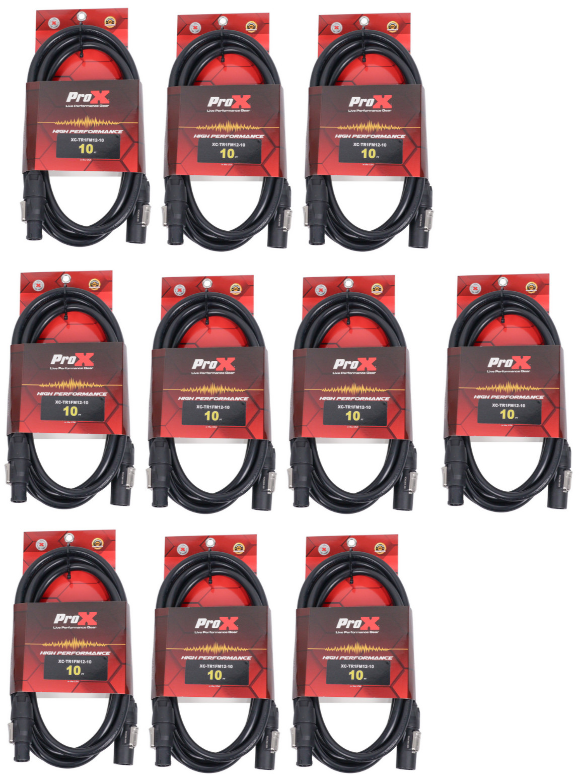 10x ProX XC-TR1FM12-10 12AWG 10ft Power Cable Male to Female