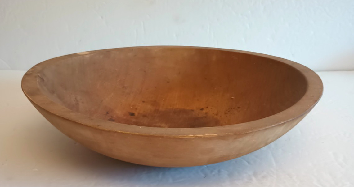Primitive Wooden Dough Bowl Light Wood Tone Rustic Kitchenware Decor