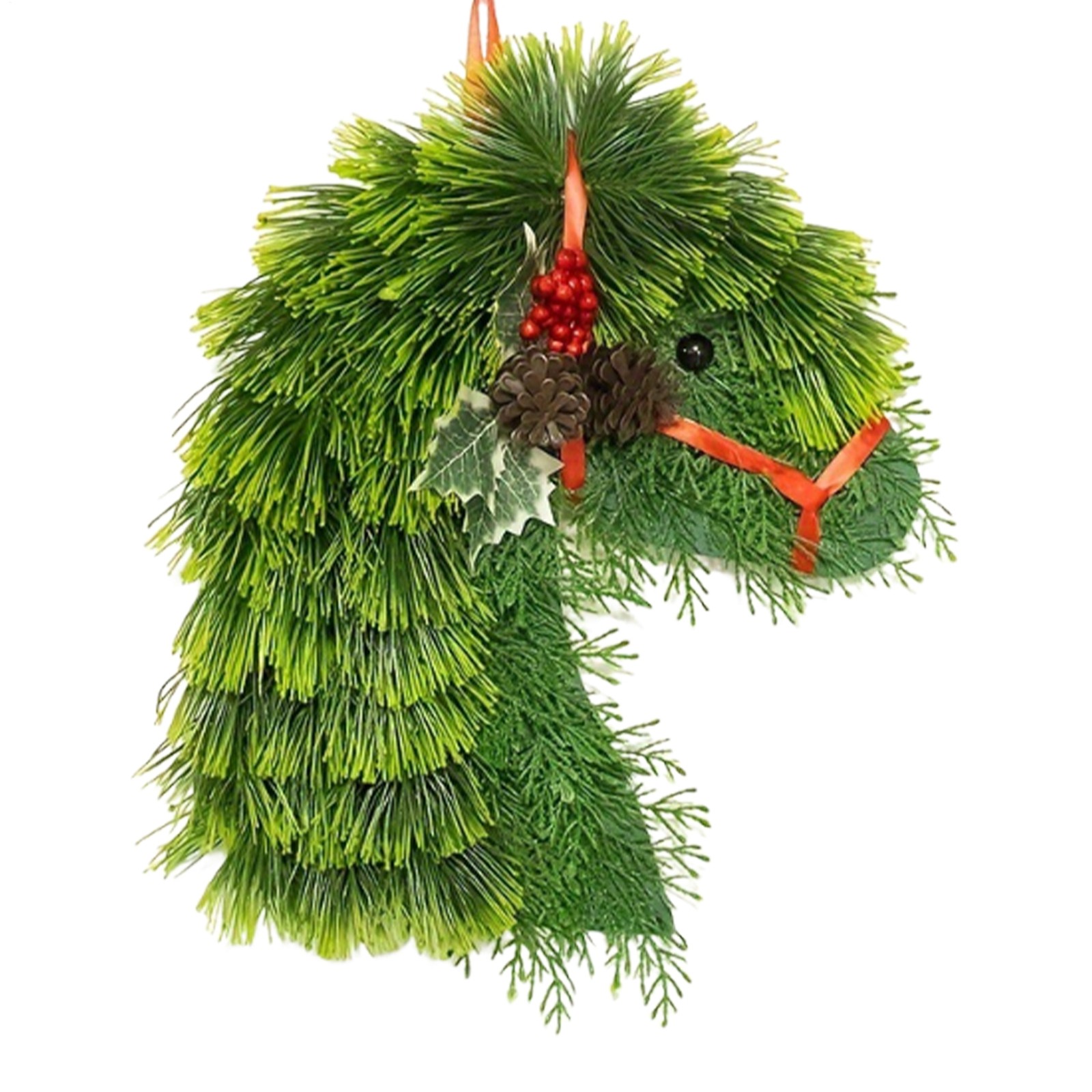 Horsehead Christmas Wreath Holiday Door Decor – Festive Greenery, Indoor/Outdoor