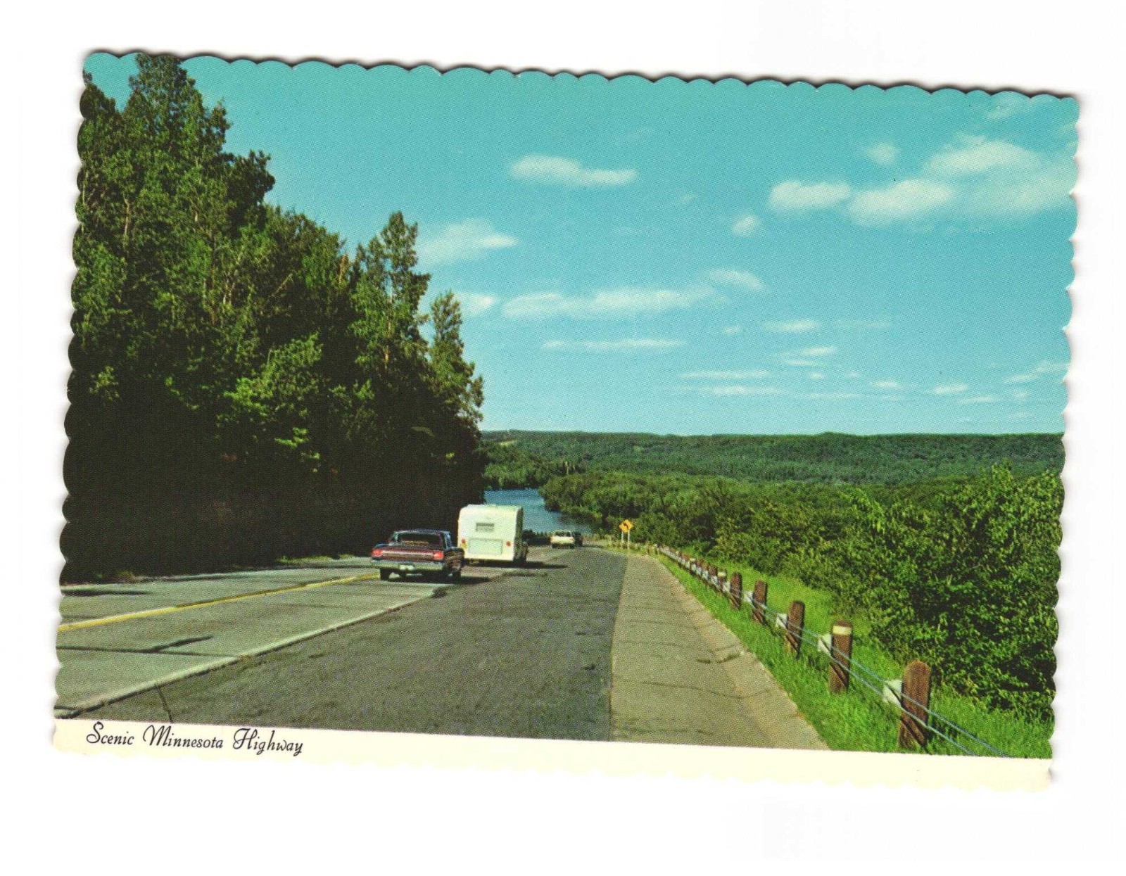 Scenic MN Highway traveling in Minnesota is a source of joy VTG postcard UNP