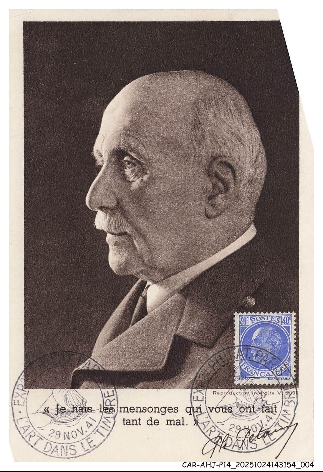 CAR-AHJP14-0631-CARD-MAXIMUN - General Petain - Christmas Cancellation - 1941