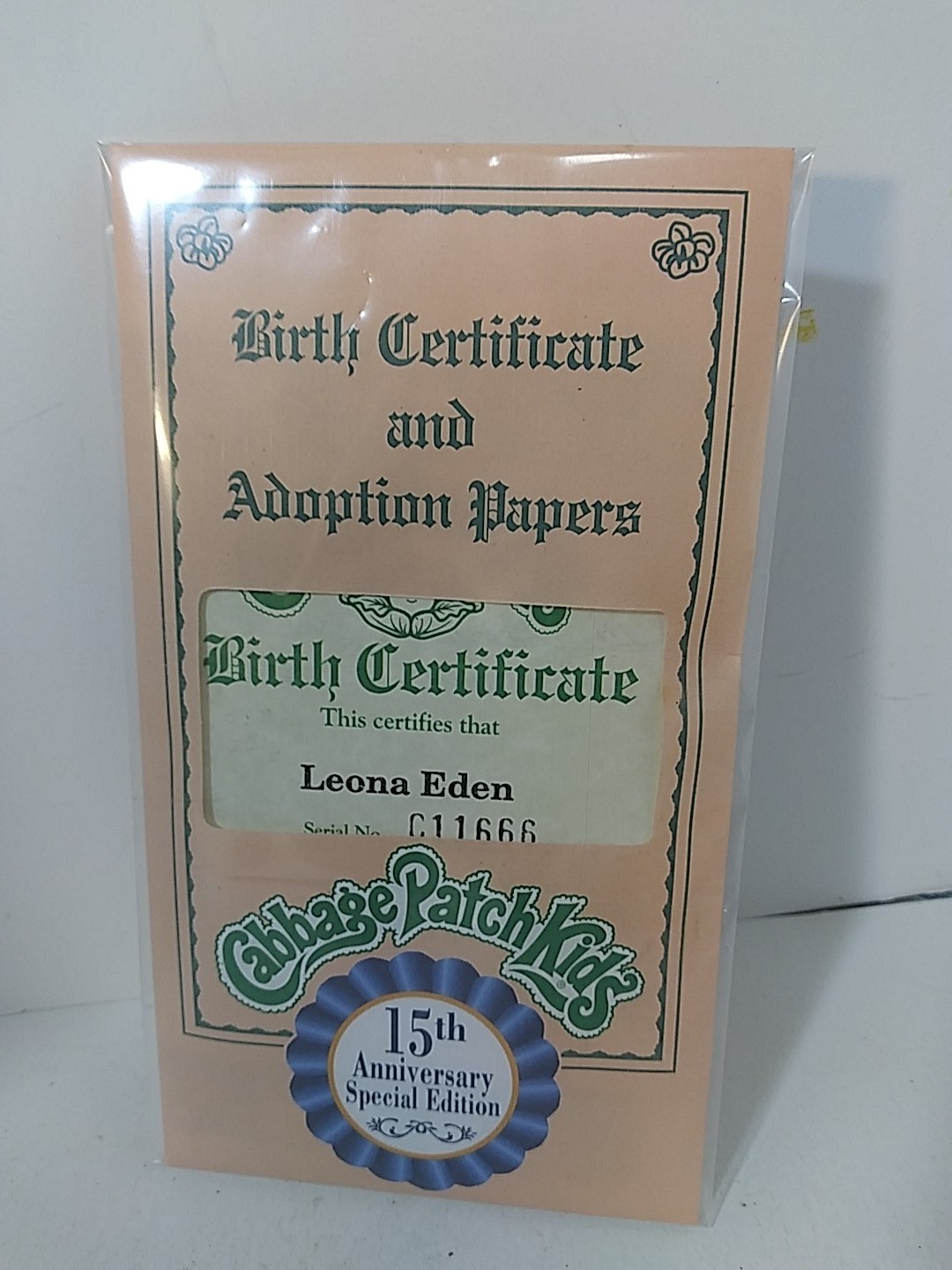 Cabbage Patch Kids Birth Certificate 15th Anniversary Special Edition Sealed