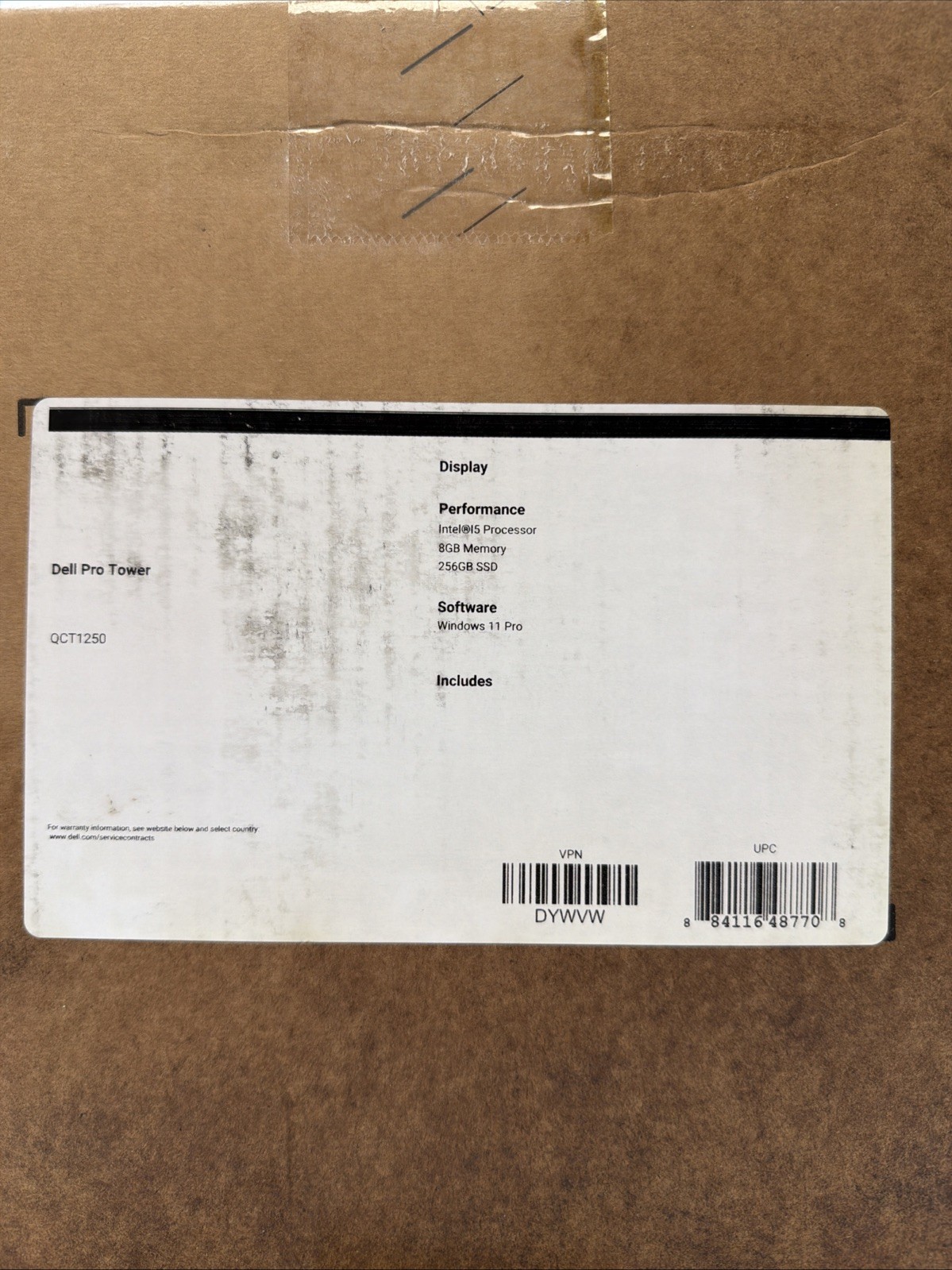 Dell Pro Tower QCT1250 Computer Intel Core i5 2.6 Ghz 8 GB 256 GB  Win 11(DYWVW)