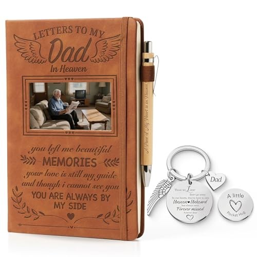 Letters to My in Heaven, Sympathy Memorial Gifts-Leather Grief Journal A5 Dad