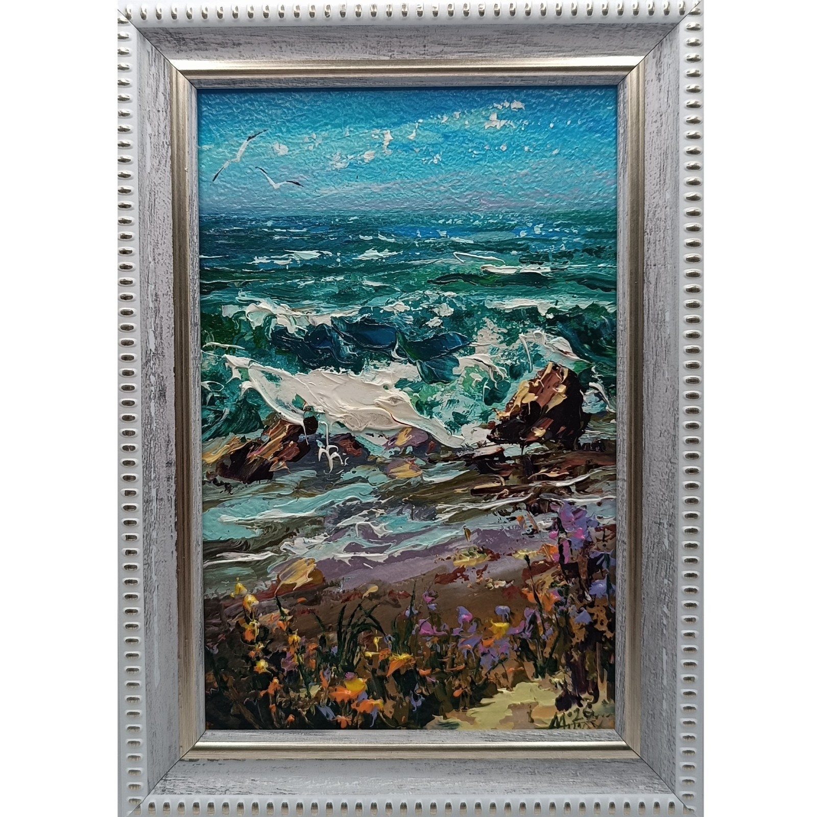 Seascape Original Oil Painting Miniature Impressionism Signed Small Gifts 6x4