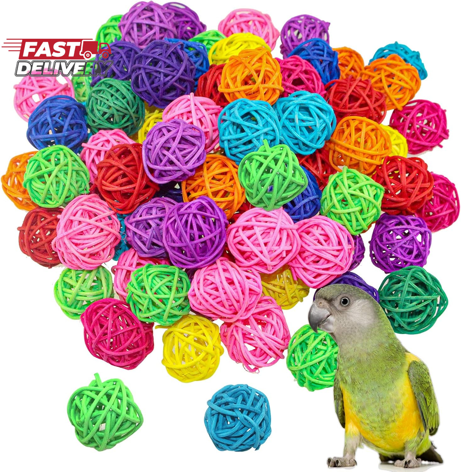 80 Pieces Wicker Rattan Balls Parrot Bird Toys Chewing Toys for Parakeet Budgie 