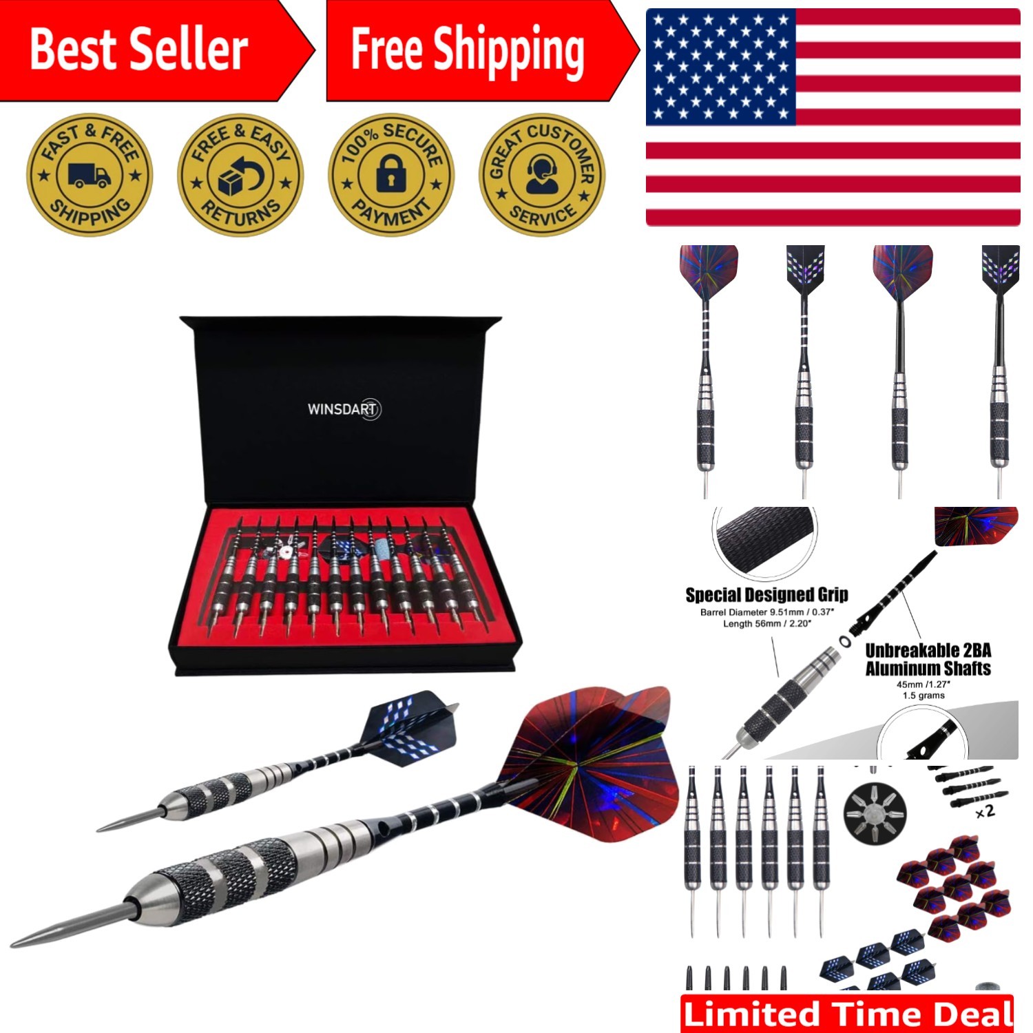 Ultimate 22g Steel Tip Dart Set with Unique Flights & Elegant Gift Packaging