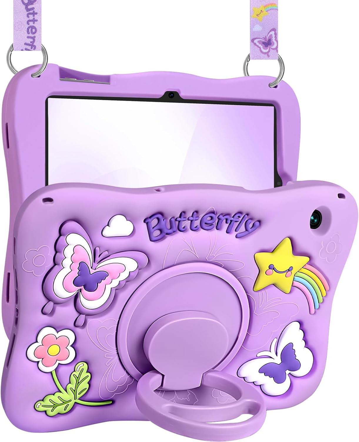 Case for Samsung Galaxy Tab A9 Plus 11 Inch - Cute 3D Purple Butterfly Design Co