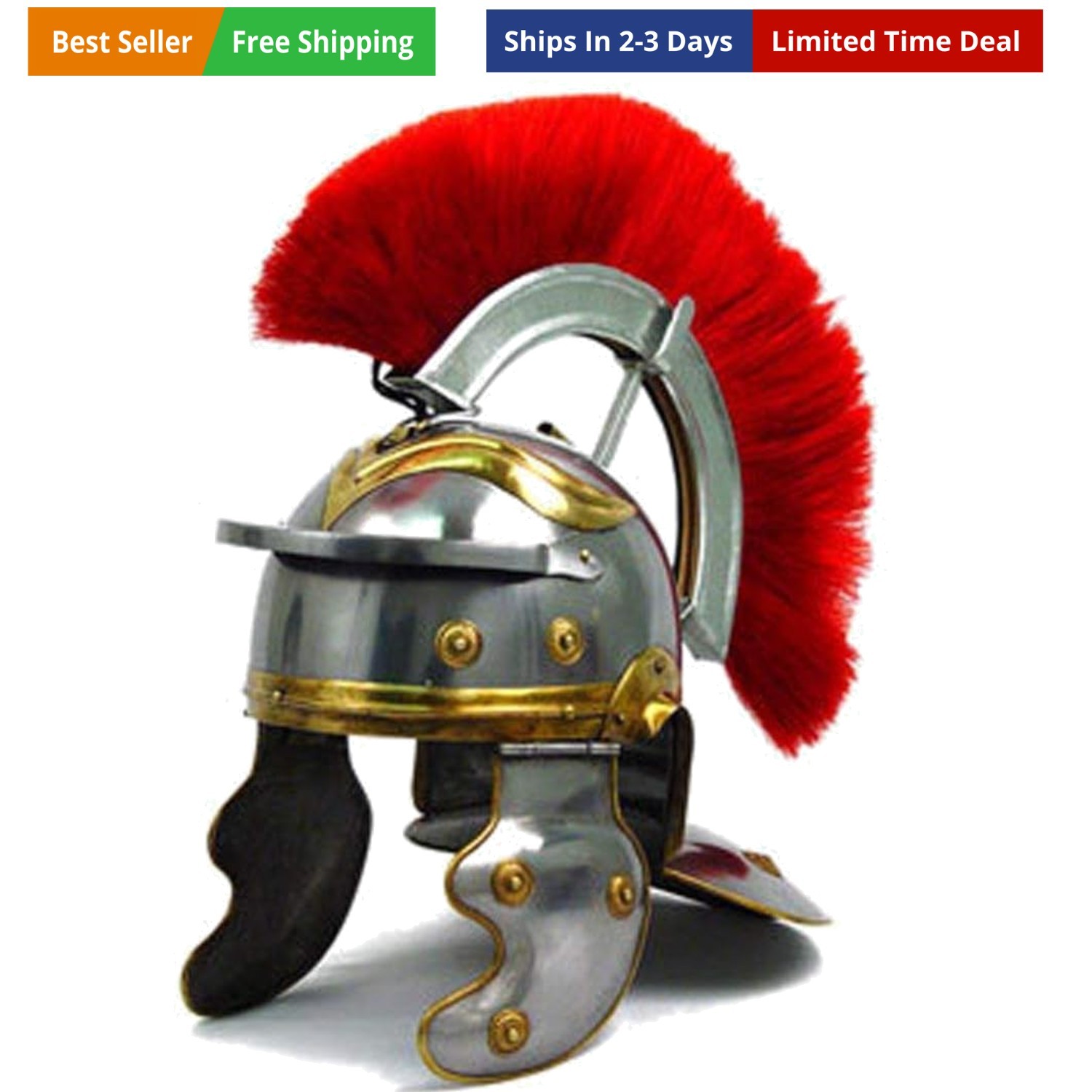 Roman Officer Centurion Historical Helmet Armor 18g Steel Roman Helmet Rustic...