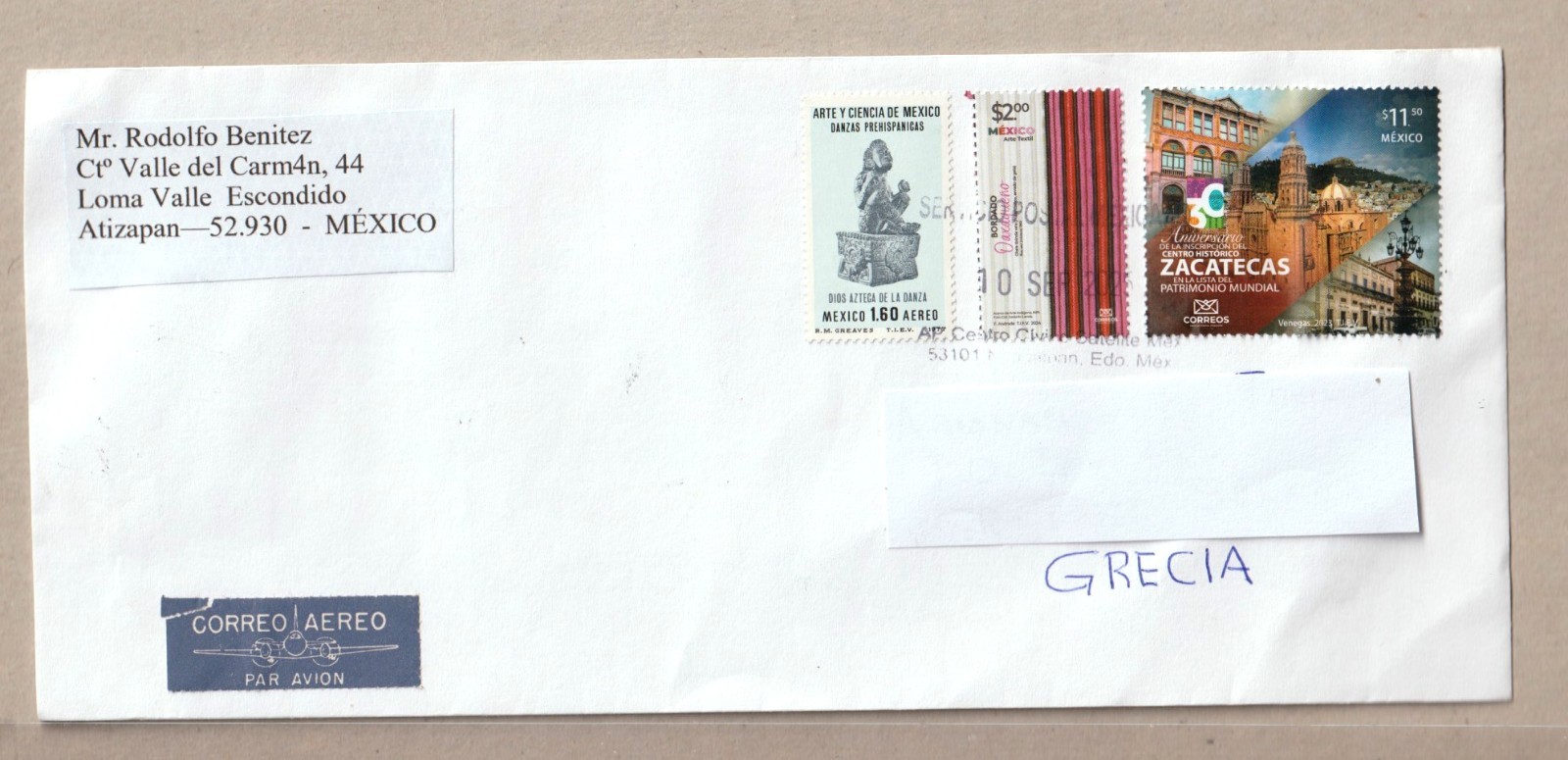 MEXICO  BIG AIRMAIL COVER - CANCEL STAMPS 2025