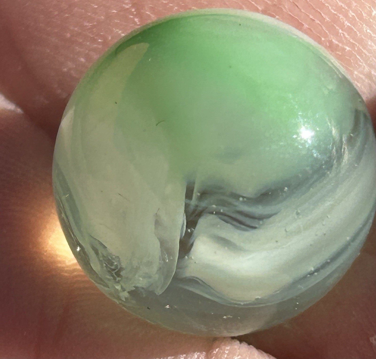 Vintage Vitro Agate Phantom Marble 0.64” Exotic Conqueror NM Green Patch