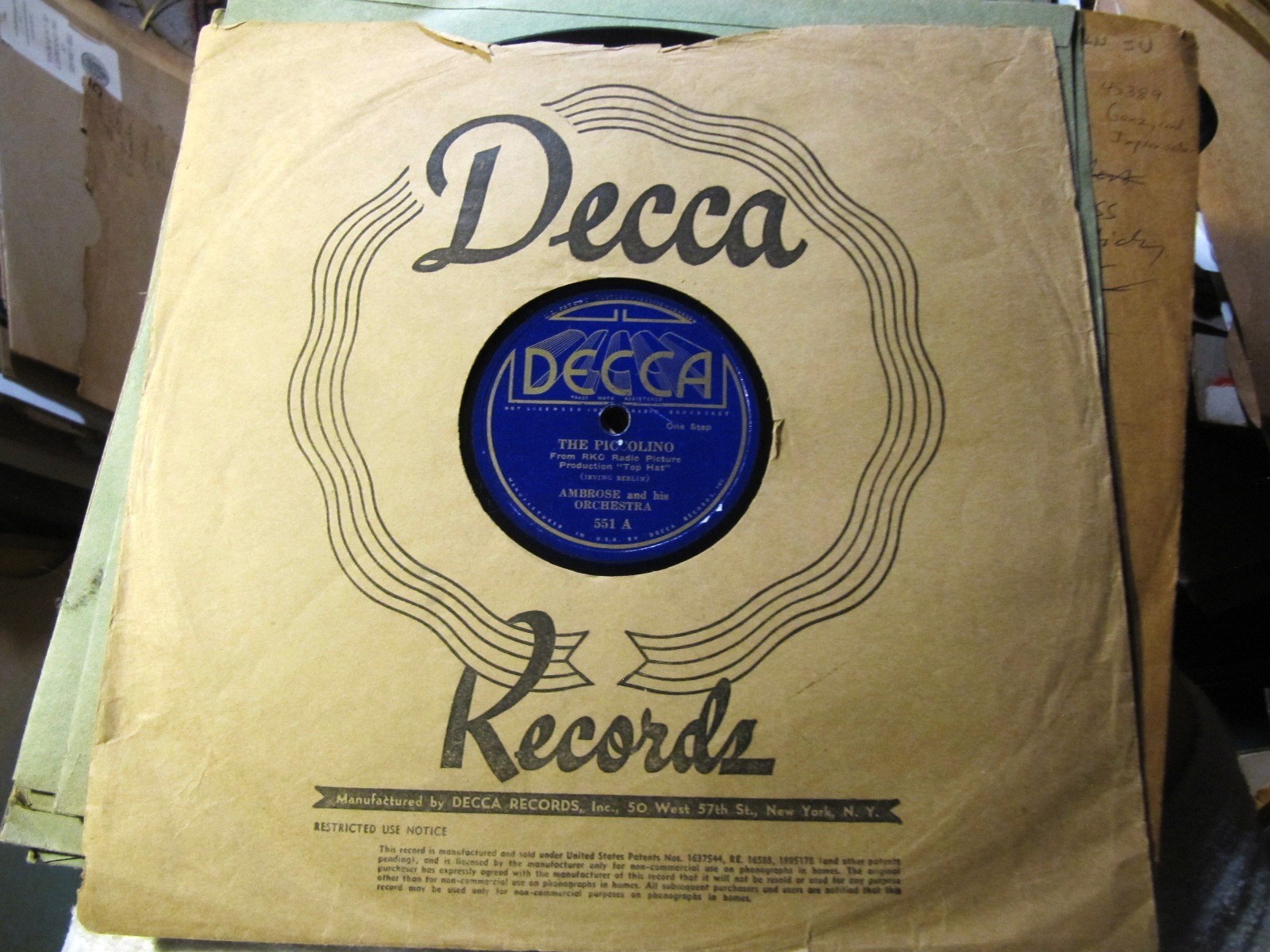 Astaire Rogers Movie TOP HAT 1935 AMBROSE The Piccolino/ EMBASSY STOMP DECCA 551