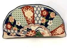 Imari Porcelain Design Cresent Needlepoint Pillow 17"