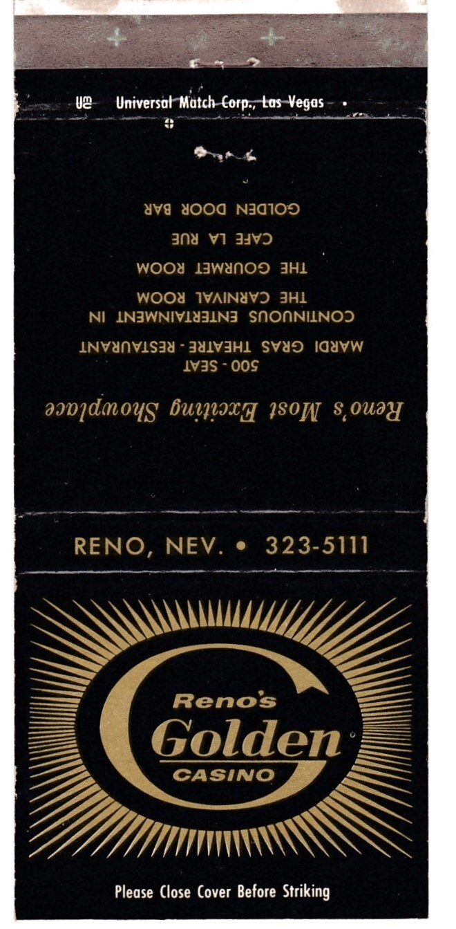 Reno's Golden Casino Matchbook 30 Strike icmsc5