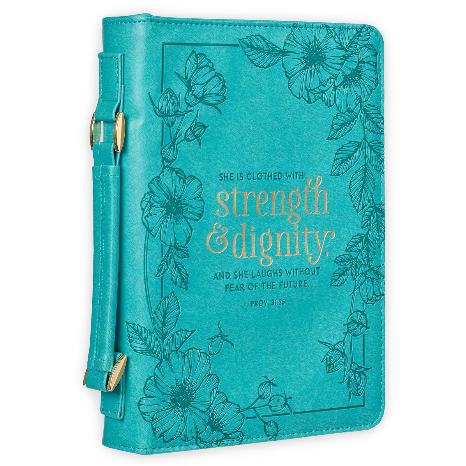 Extra Large Teal Bible Cover Durable Faux Leather with Scripture Accents
