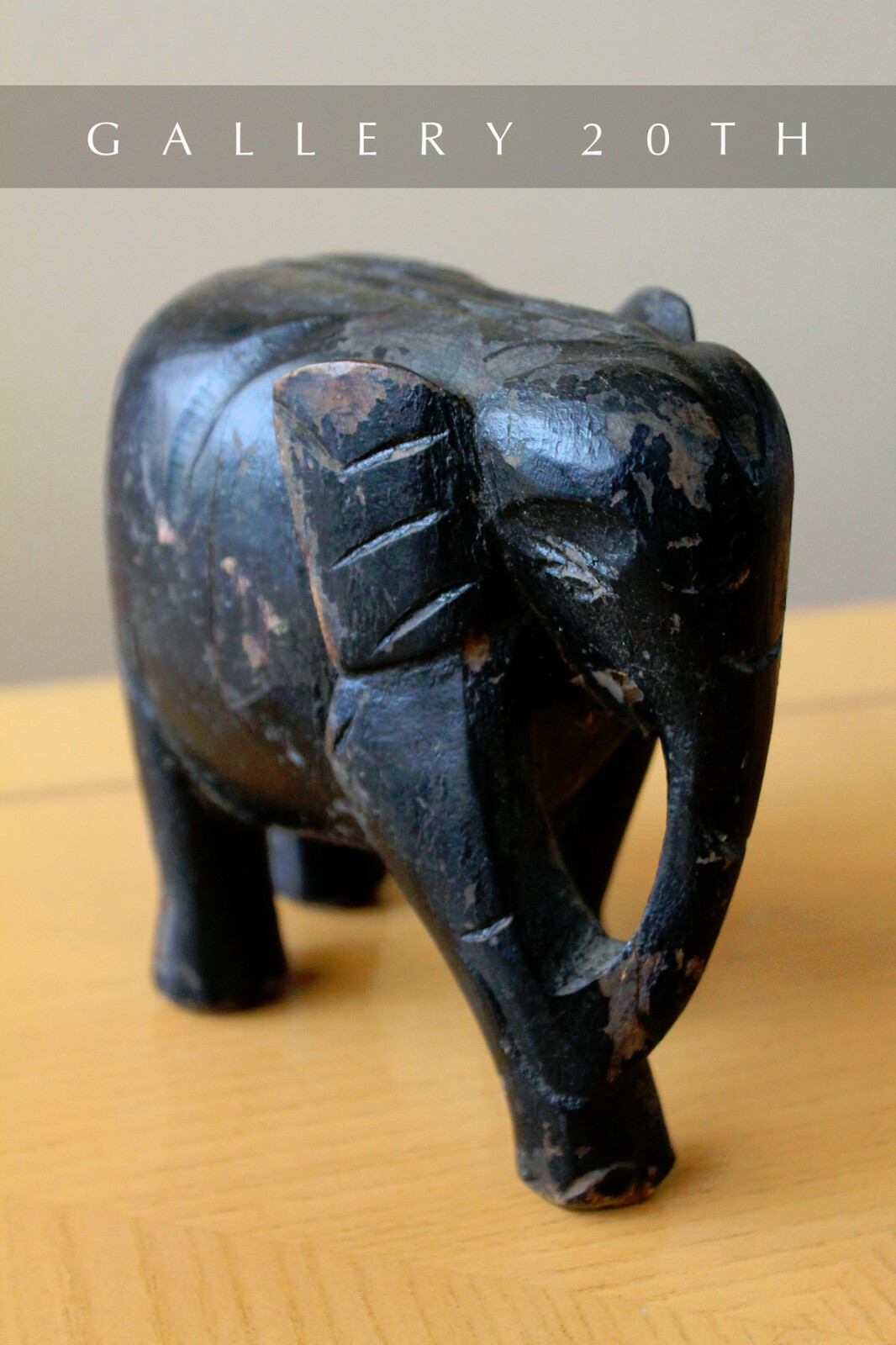 WOW! 19TH CENTURY BLACK INDIA ELEPHANT WOOD SCULPTURE! VTG FINE ASIAN ART ORIG
