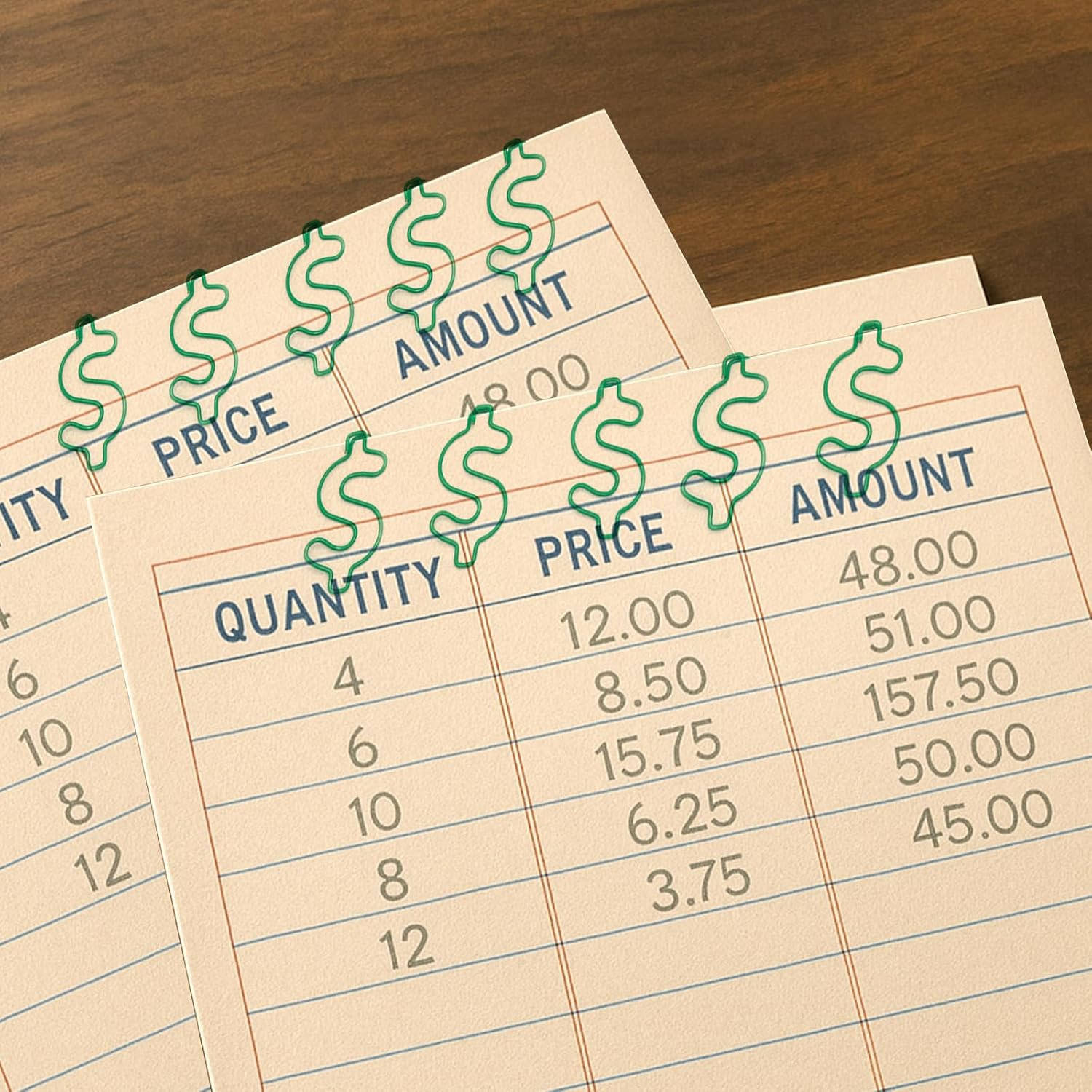 50 Green Dollar Sign Paper Clips Bookmarks, Gift for Accountants, Bankers, La...