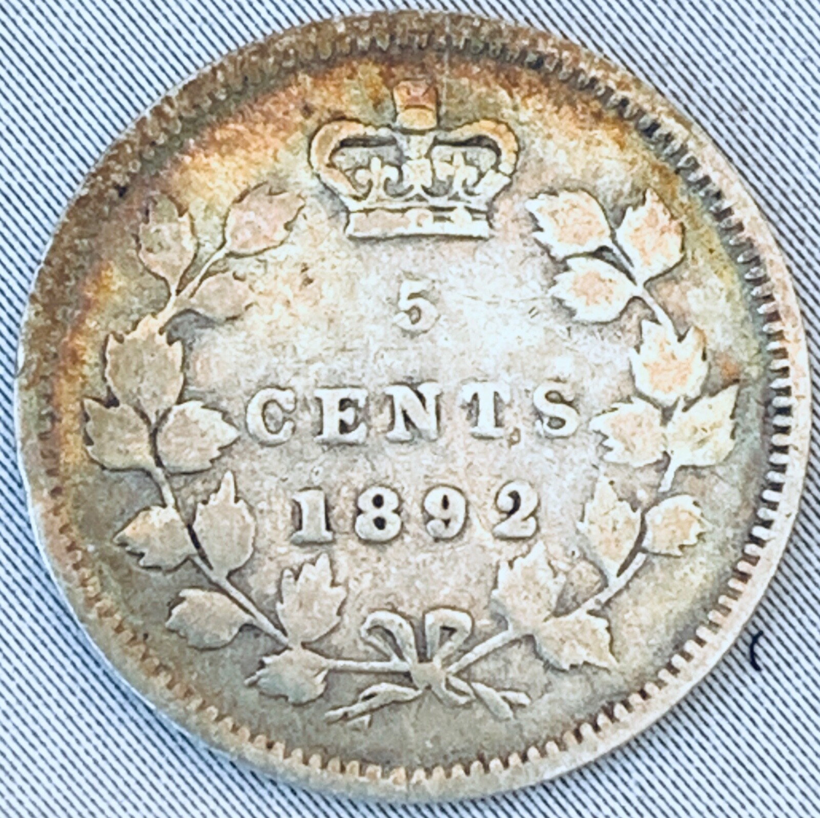 1892 Canada 5 cents Silver Coin Obverse #2 Victoria