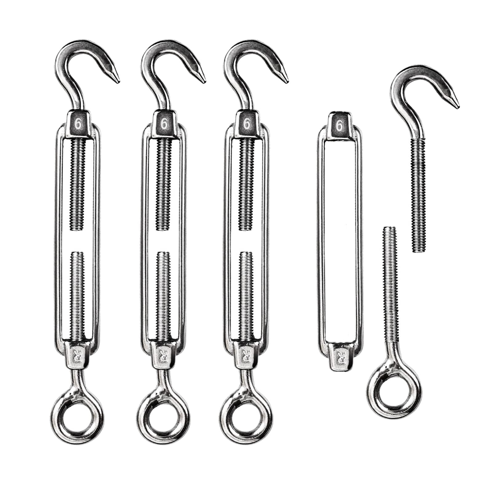 Turnbuckles Hook, 304 Stainless Steel Turnbuckle Heavy Duty M6 M8 Hook and Ey...