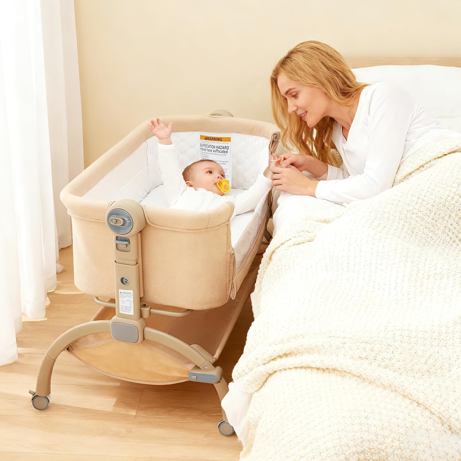 Cosleeper Bassinet Bedside Sleeper: Adjustable Height, Mosquito Net & Storage