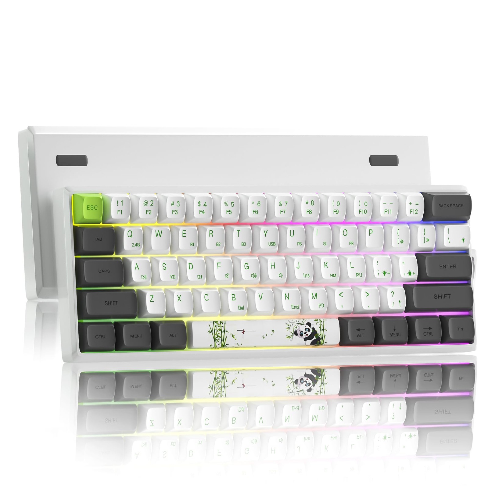 60% Mechanical Gaming Keyboard, Tri-Mode Wireless/Wired, 61 Key RGB Backlit Mini