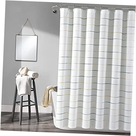  Ombre Stripe Yarn Dyed Cotton Shower 72"W x 72"L (Pack of 1) Yellow & Gray