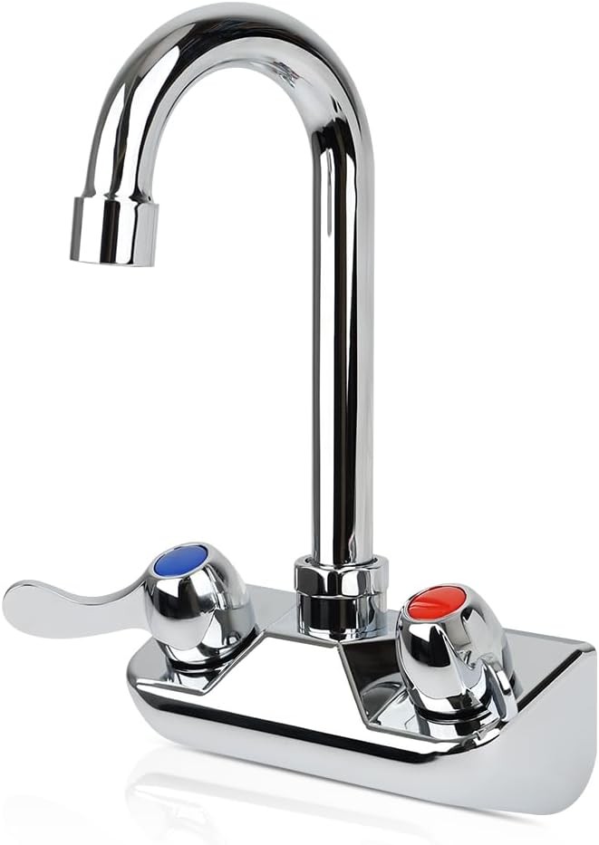 4 Inch Center Commercial Hand Sink Faucet W/ 3-1/2”Gooseneck Spout Dual Lever