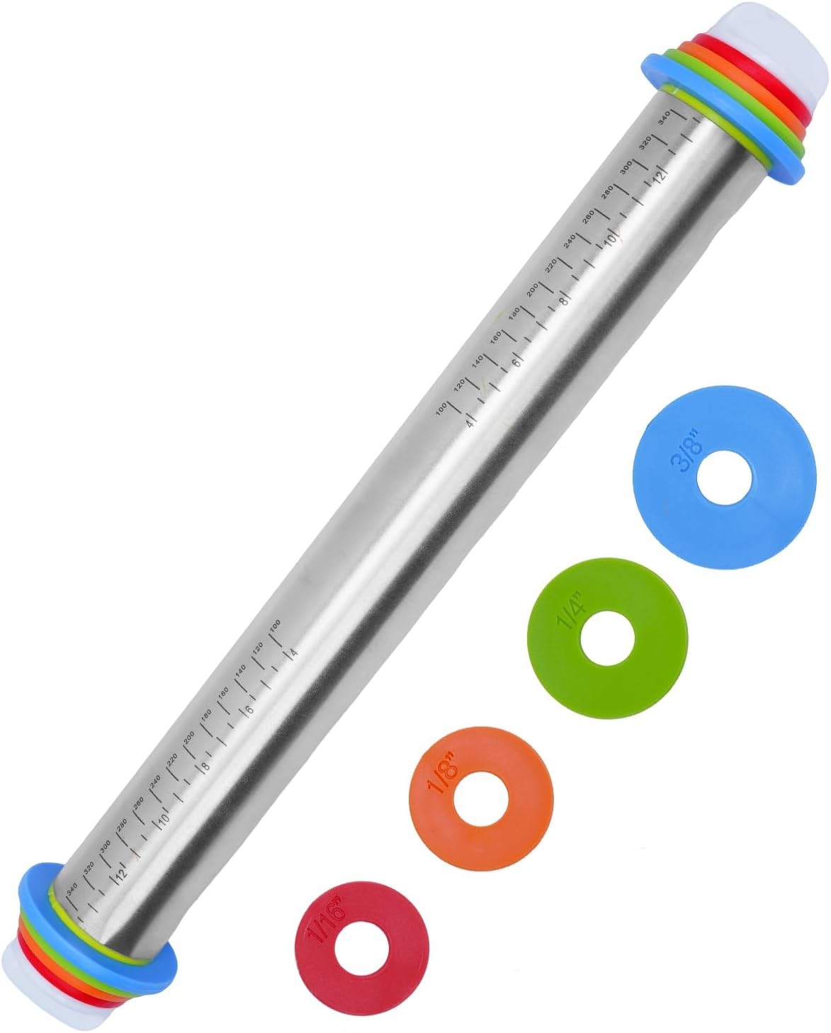 Adjustable Rolling Pin W/ Thickness Rings 17inch Clay Pottery Clay Tools Pottery