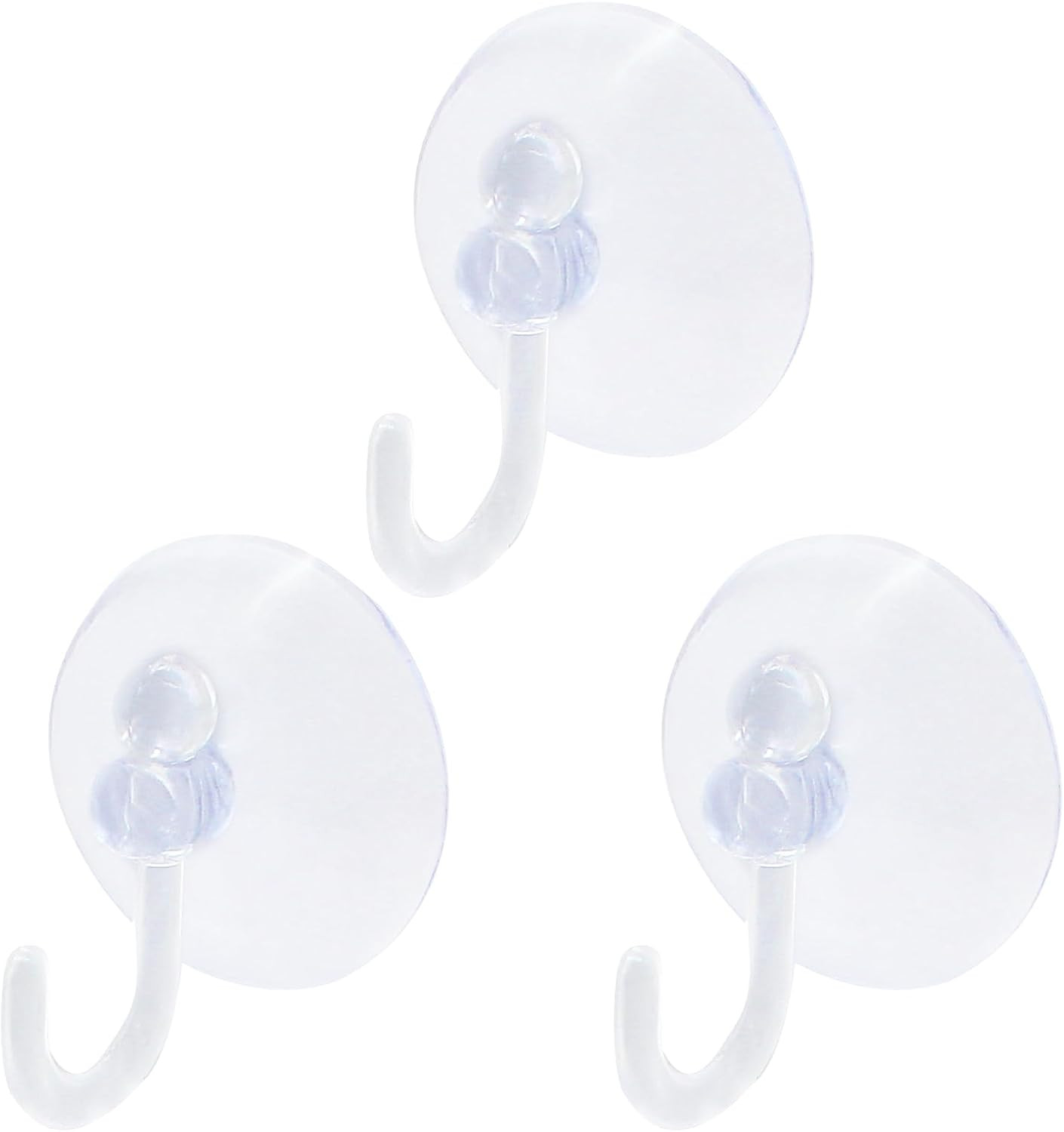 30 Pack Suction Hooks, Clear Plastic Wall Hooks Transparent Reusable Suction Cup