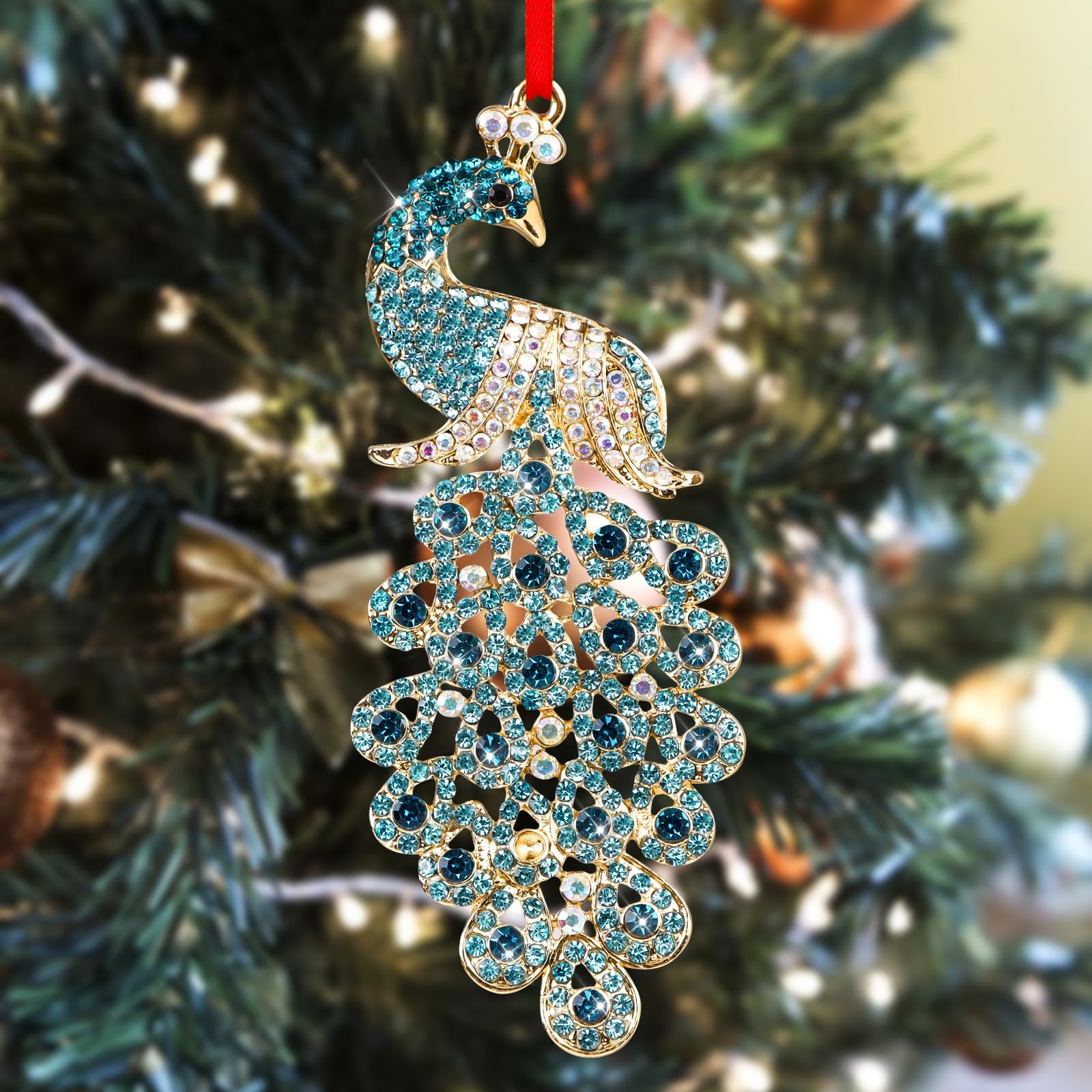 SICOHOME Peacock Christmas Ornaments - Teal A-peacock-teal 