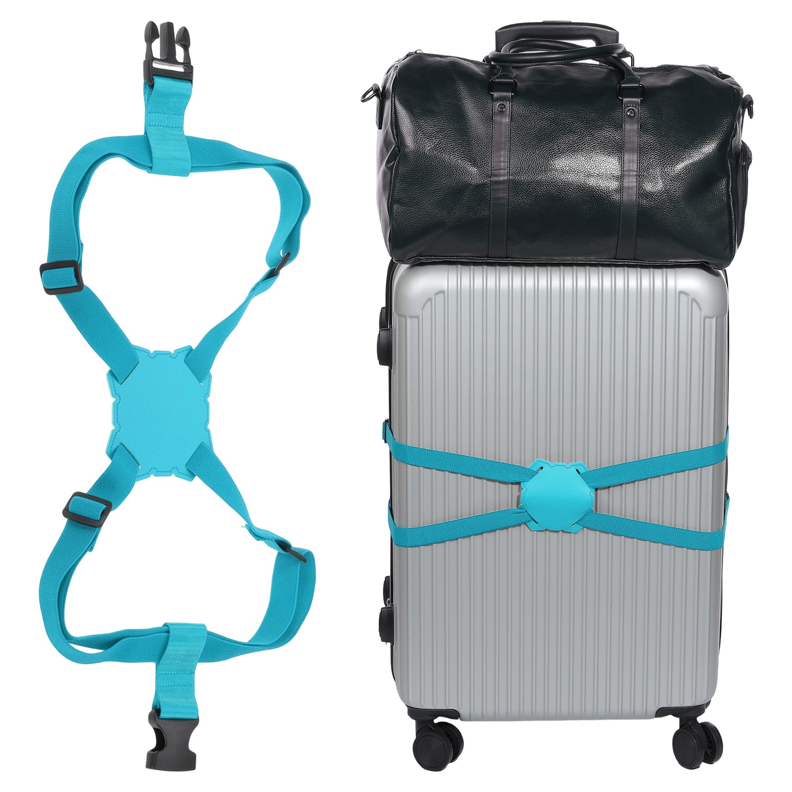 Luggage Strap Bag Bungee Elastic Suitcase Adjustable Belt for Add A Bag, Blue