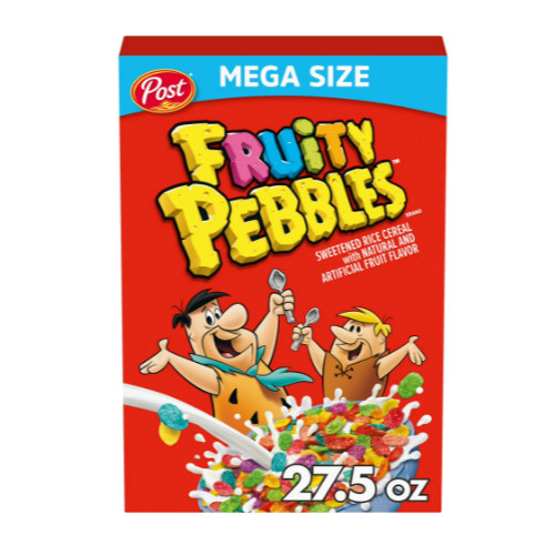 Post Fruity PEBBLES Breakfast Cereal, Gluten Free, Crunchy, Mega Size, 27.5 oz