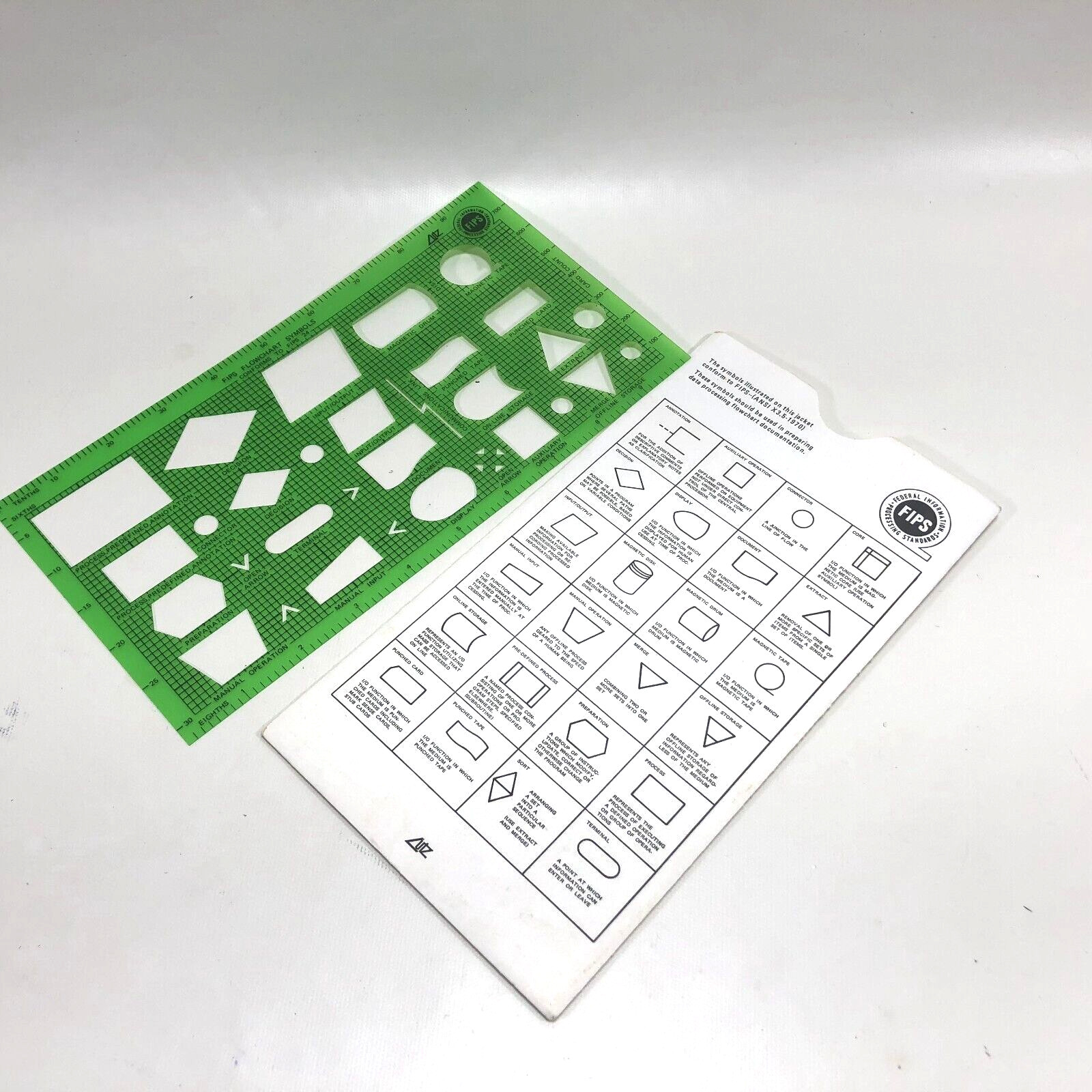 Vintage FIPS Standard Flow Chart Stencil Template Symbols Ruler ANSI- x 3.5-1970
