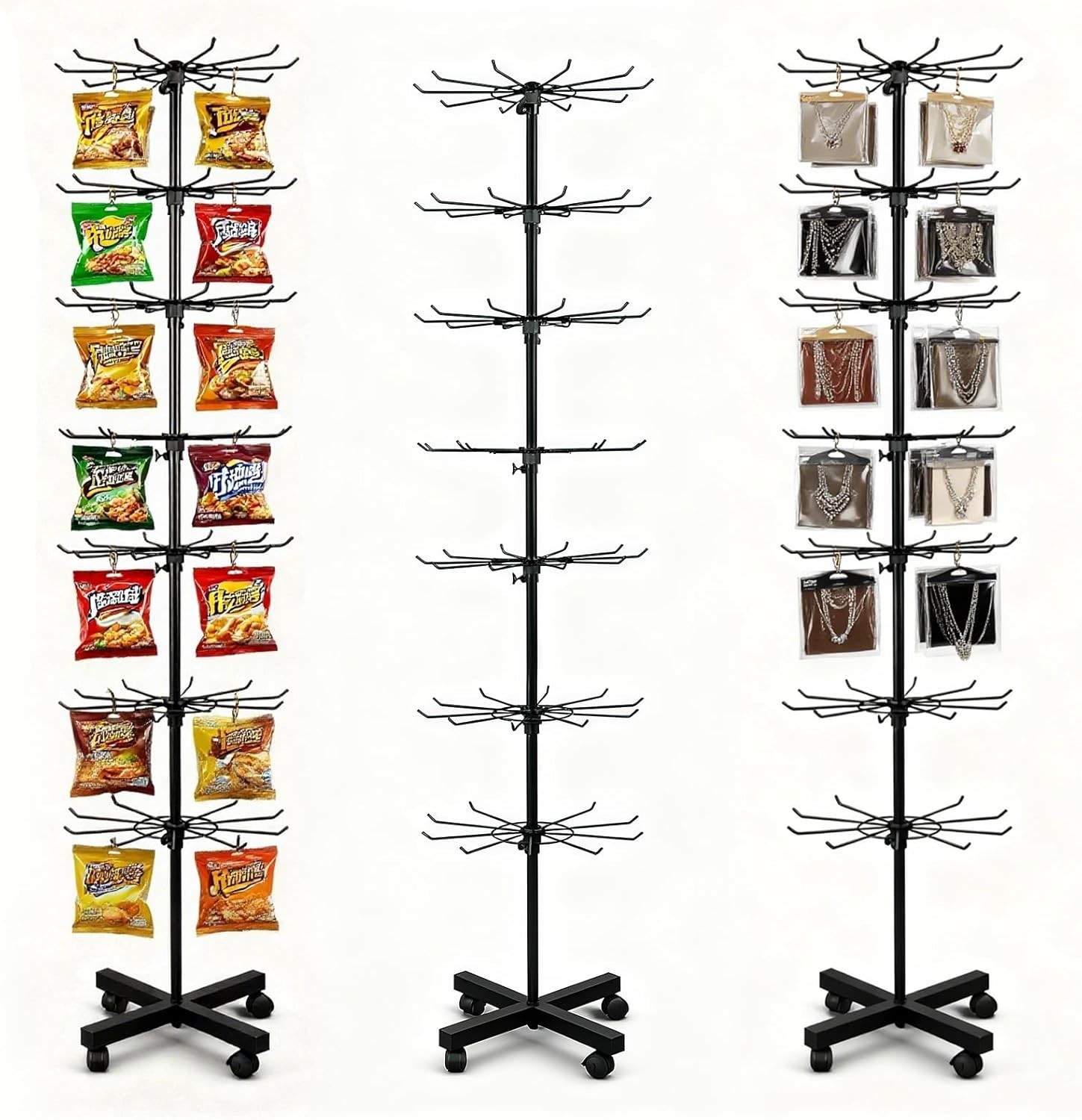 7 Tier Rotating Rack Shelves Retail Display Stand,Jewelry Keyring Socking