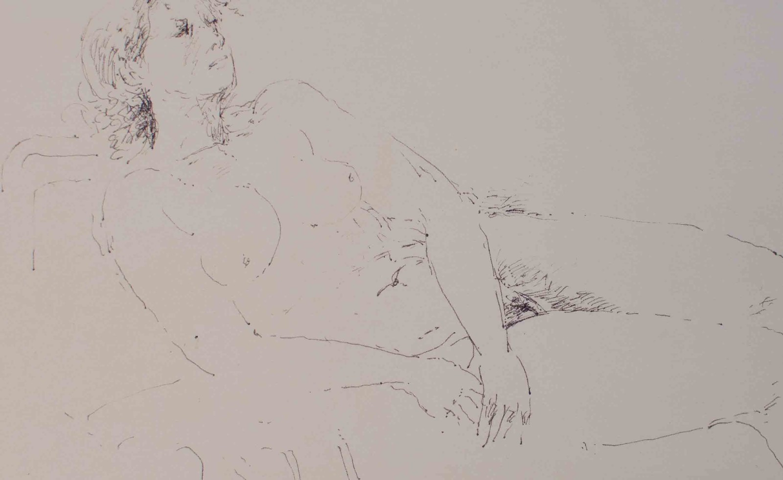 Karl Erich Müller female nude lying East German art GDR unique drawing 1981