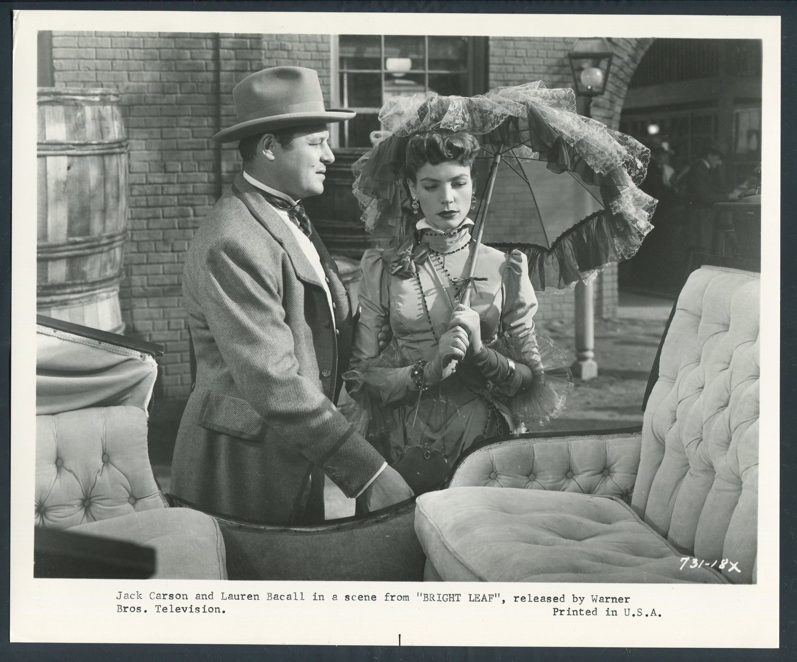 JACK CARSON LAUREN BACALL in TV Bright Leaf (1950s) PARASOL CARRIAGE