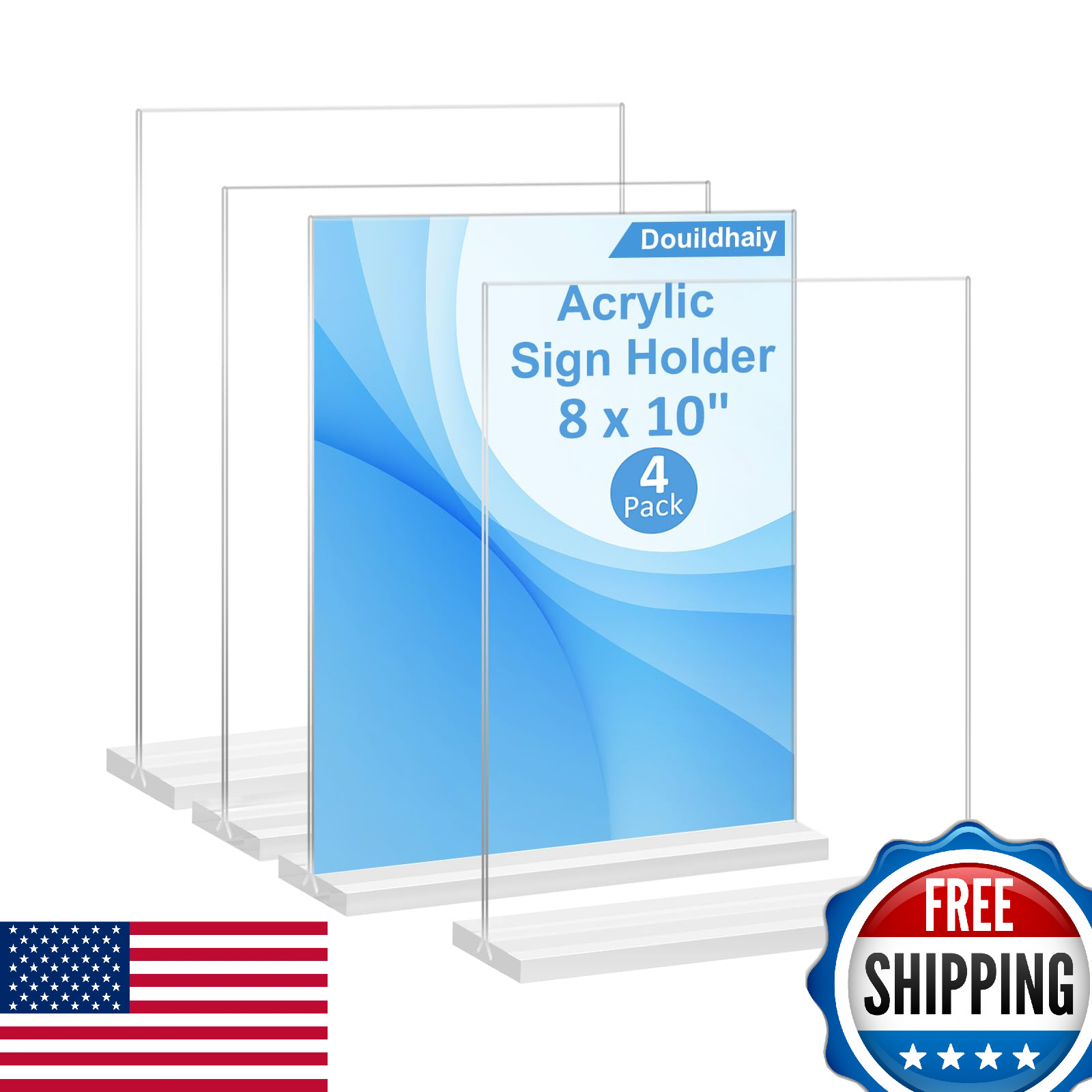 Douildhaiy 4 Pack 8x10 T-Shape Double Sided Clear Acrylic Sign Holders