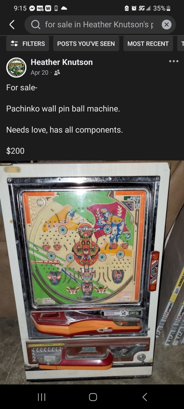 vintage wall pin ball game